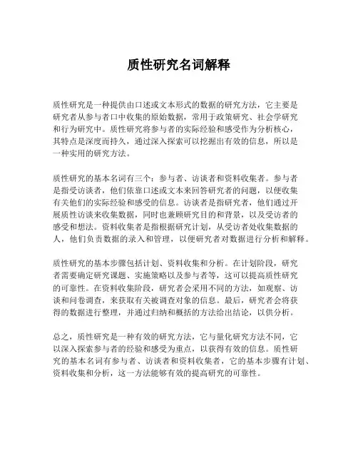 质性研究名词解释
