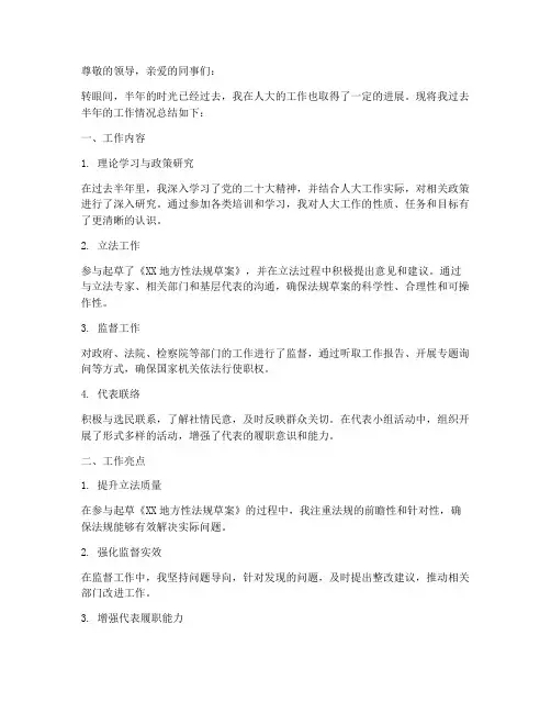 人大半年工作总结个人