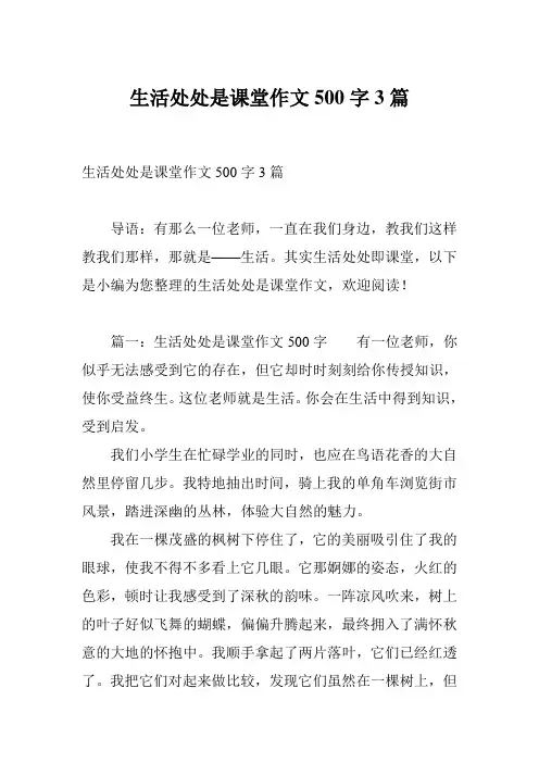 生活处处是课堂作文500字3篇