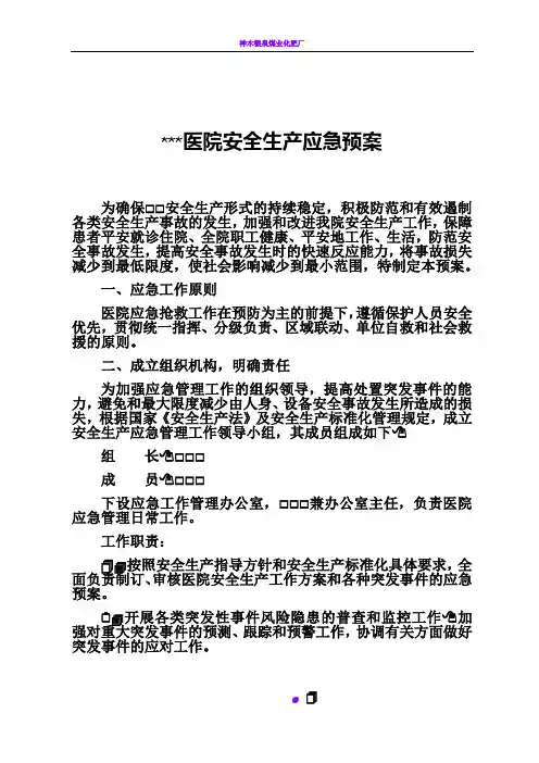 2019年医院安全生产应急预案