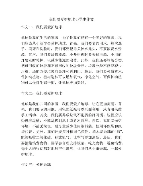 我们要爱护地球小学生作文