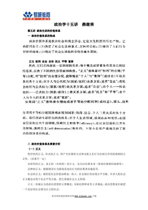 北京大学国际关系考研燕继荣《政治学十五讲》课件