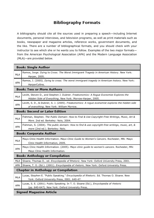 bibliography格式--论文参考文献格式