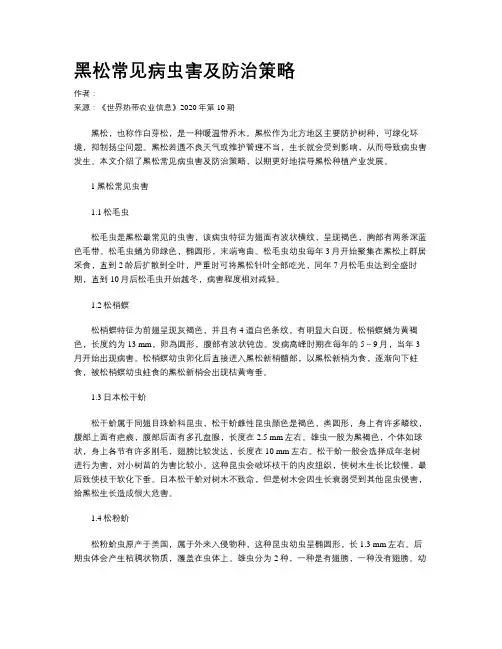 黑松常见病虫害及防治策略