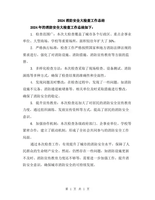 2024消防安全大检查工作总结