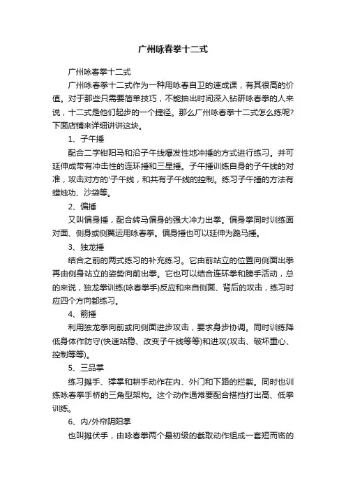 广州咏春拳十二式