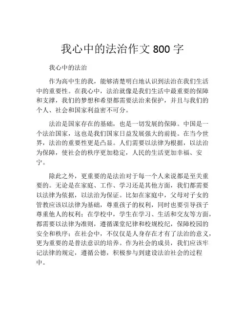我心中的法治作文800字