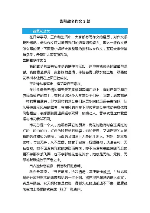 告别故乡作文3篇
