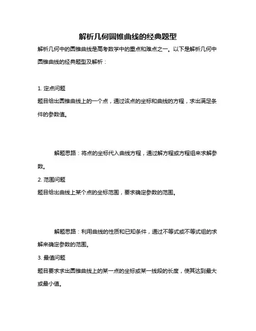 解析几何圆锥曲线的经典题型