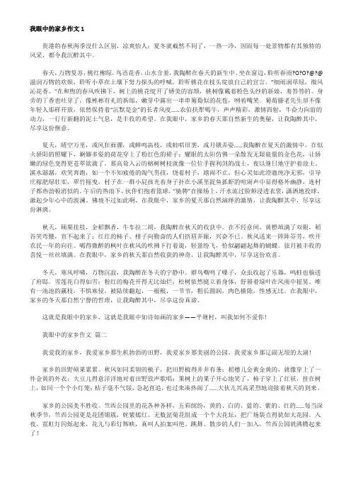 我眼中的家乡征文