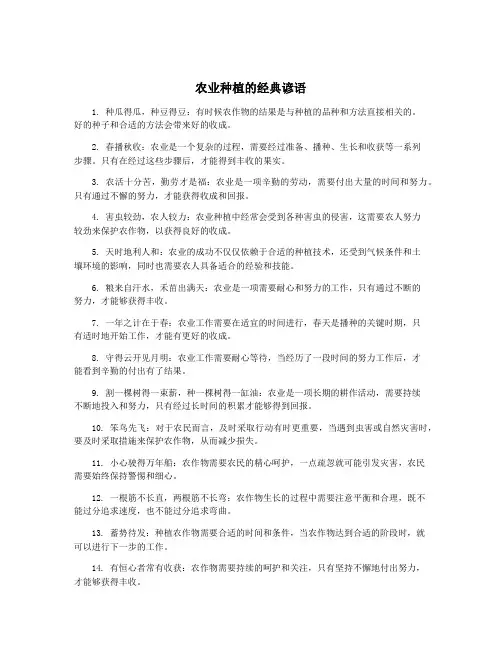 农业种植的经典谚语