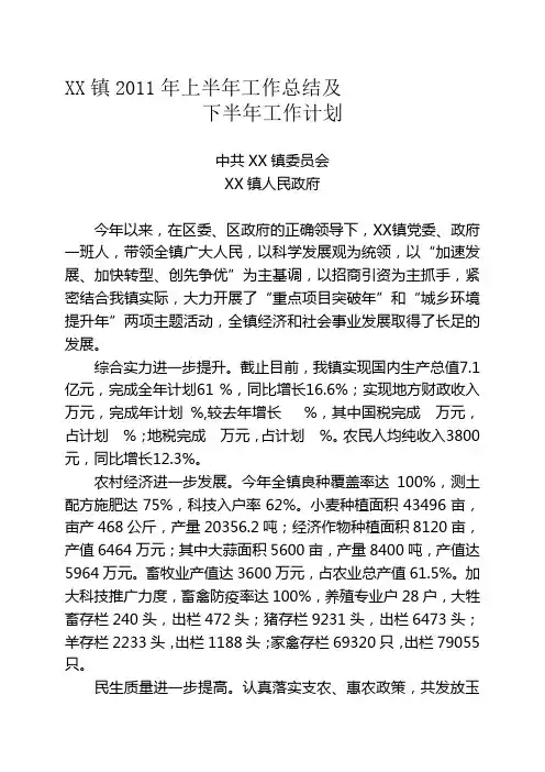 xxx2011年上半年工作总结及下半年工作计划