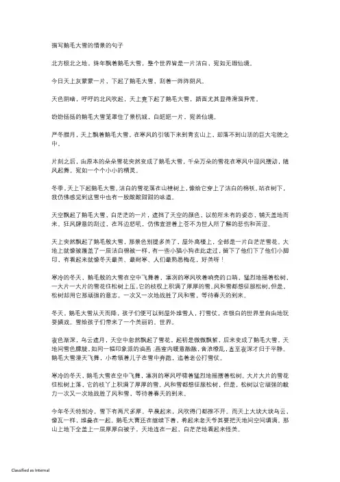 描写鹅毛大雪的情景的句子