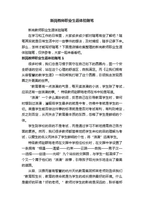 新岗教师职业生涯体验随笔