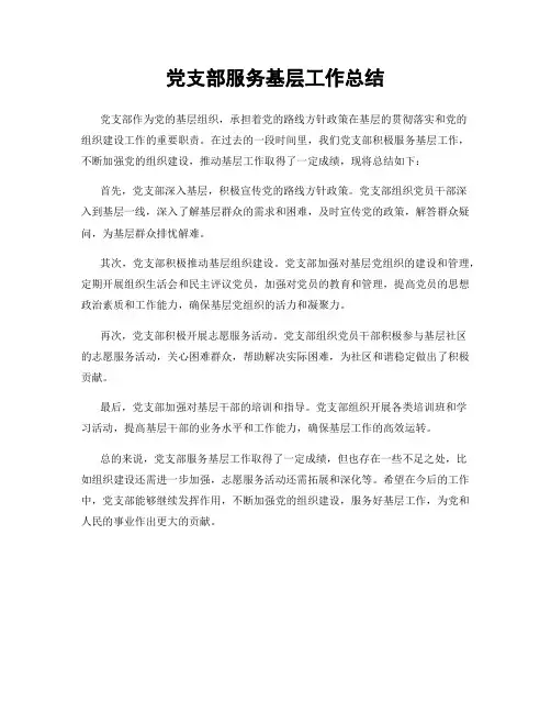 党支部服务基层工作总结