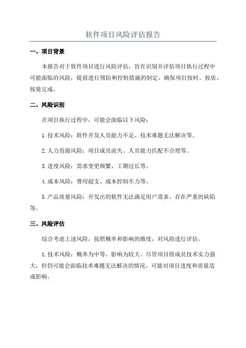 软件项目风险评估报告
