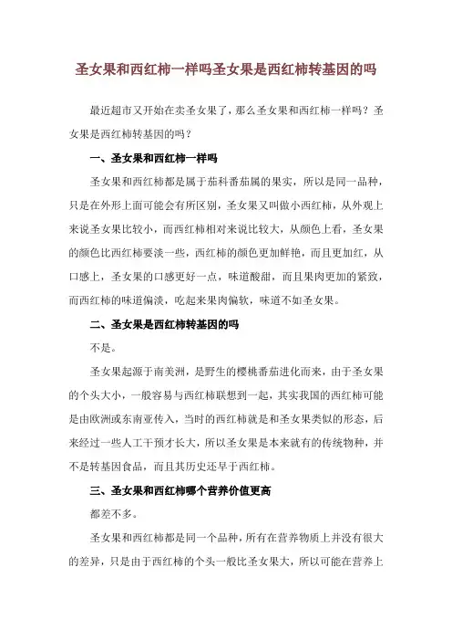 圣女果和西红柿一样吗 圣女果是西红柿转基因的吗