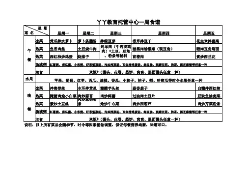 托管班一周食谱