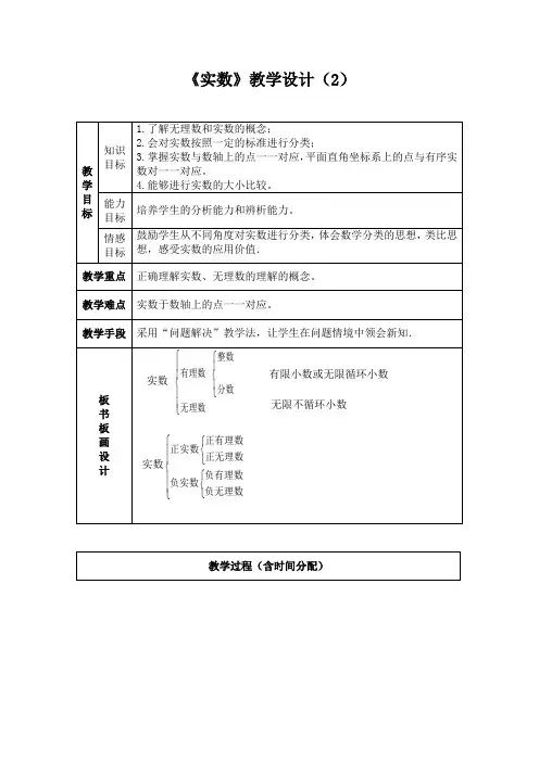 初中数学《实数》教学设计