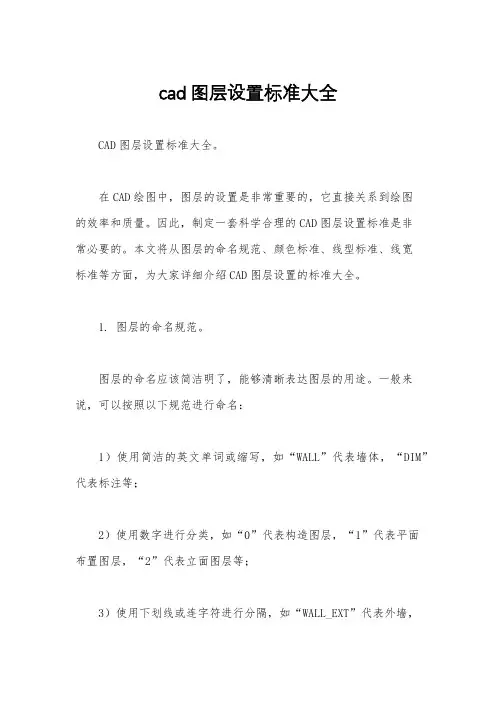 cad图层设置标准大全