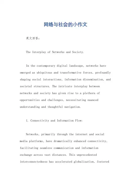 网络与社会的小作文