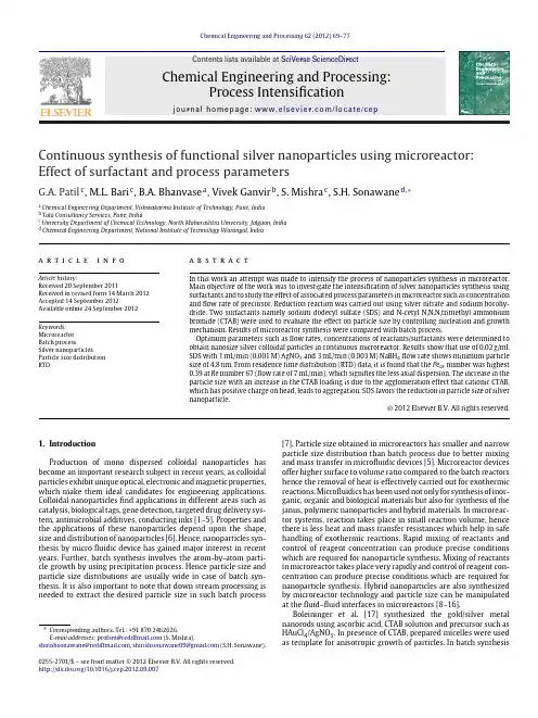Continuous synthesis of functional silver nanoparticles using microreactor  Effect of surfactant