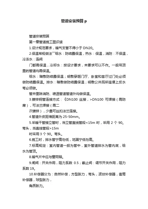 管道安装预算p