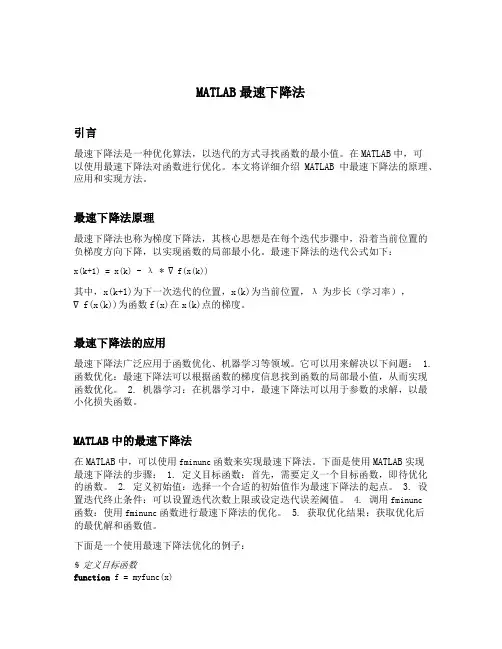 matlab 最速下降法
