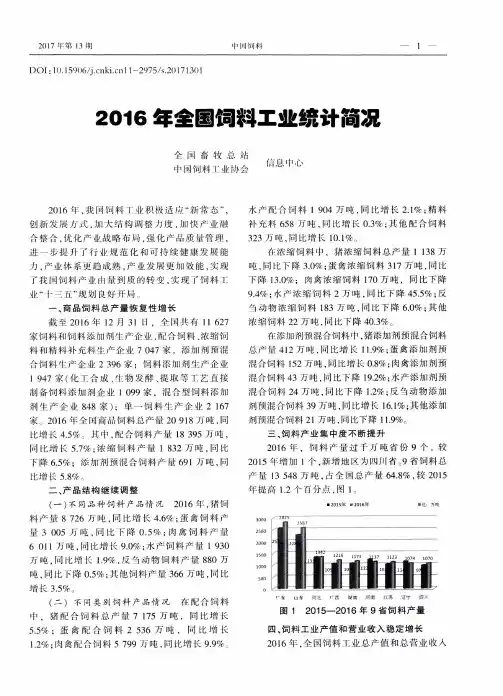 2016年全国饲料工业统计简况