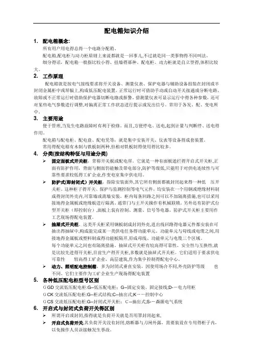 配电箱知识介绍