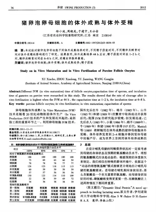 猪卵泡卵母细胞的体外成熟与体外受精