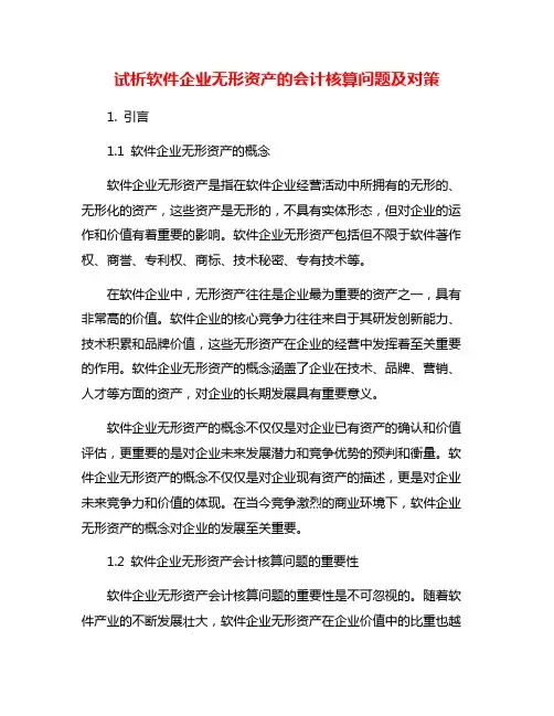 试析软件企业无形资产的会计核算问题及对策