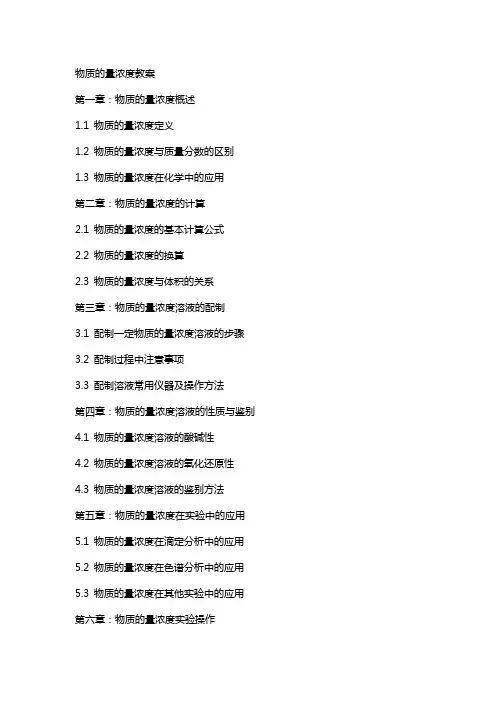 物质的量浓度教案
