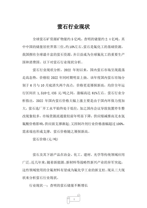 2023年萤石行业现状