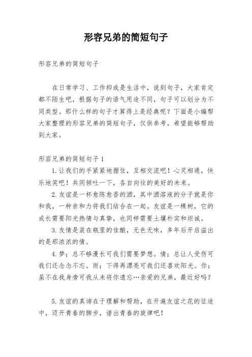 形容兄弟的简短句子