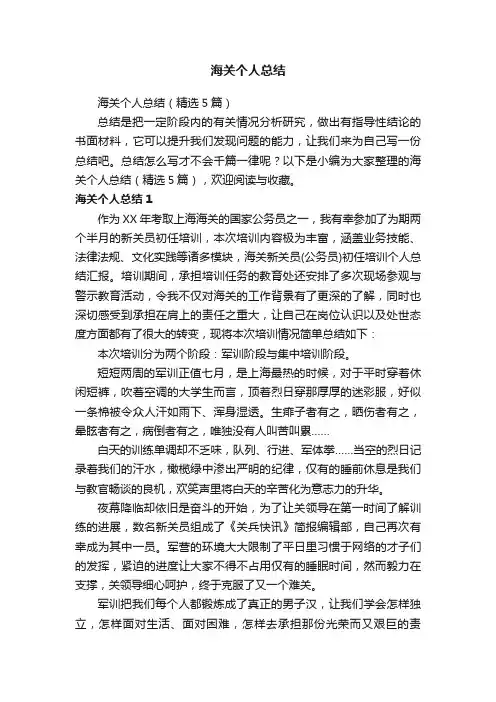 海关个人总结