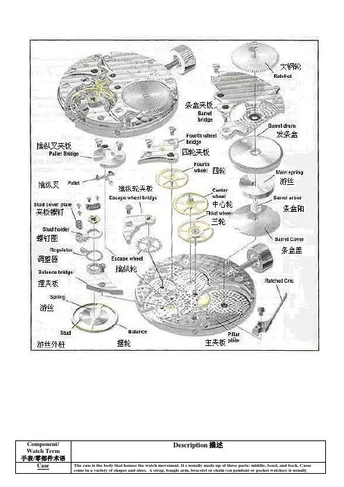 手表基础知识--中英文对照