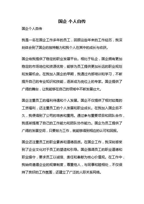 国企 个人自传
