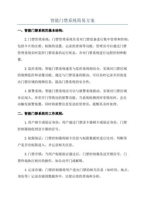 智能门禁系统简易方案