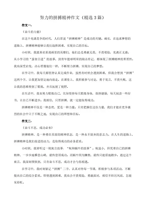 努力的拼搏精神 作文(精选3篇)