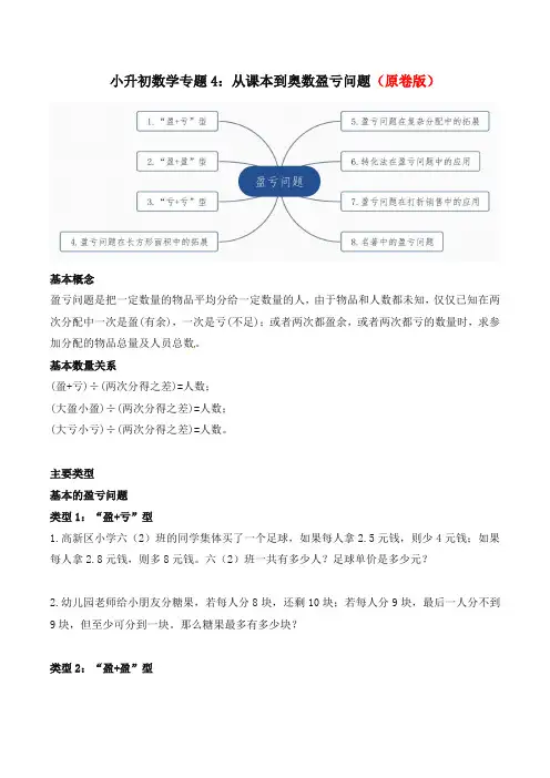 小升初数学专题4盈亏问题(原卷版)