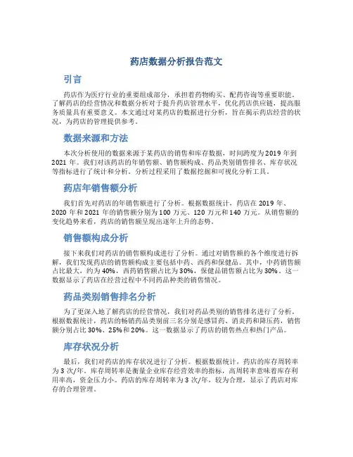药店数据分析报告范文