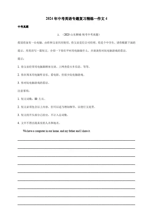 2024年中考英语专题复习精练—作文4