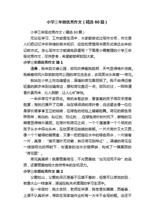 小学三年级优秀作文（精选60篇）