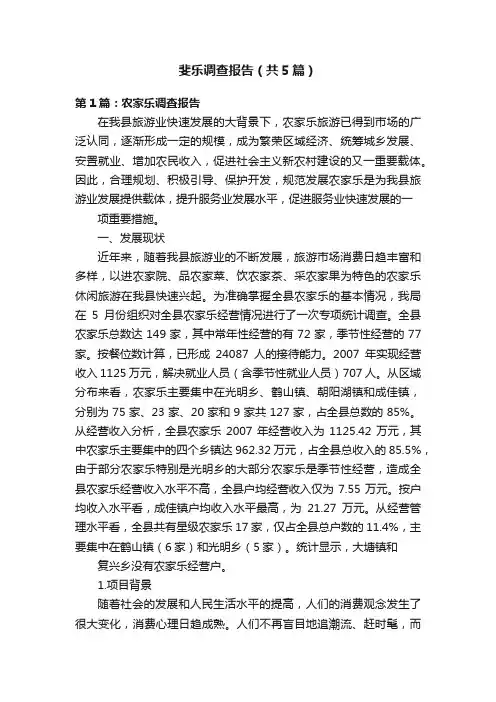 斐乐调查报告（共5篇）