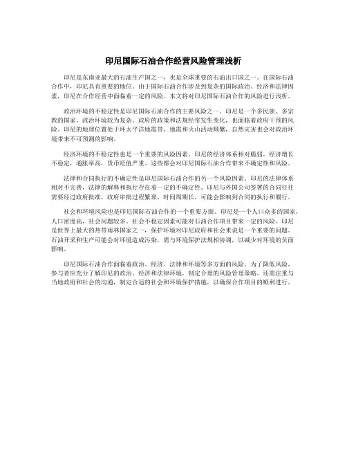 印尼国际石油合作经营风险管理浅析