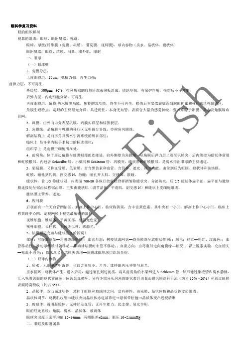 眼科学复习资料