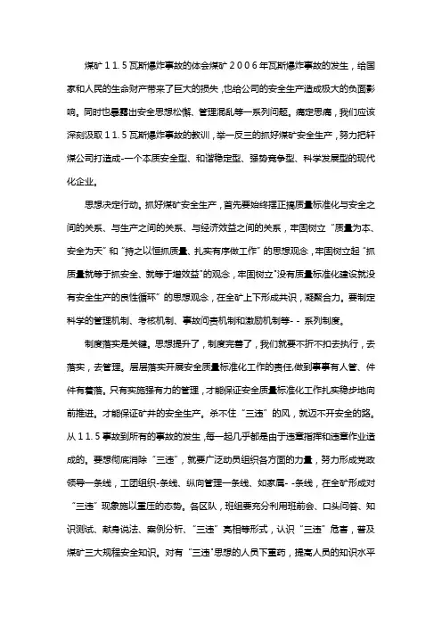 寺河煤矿2.1瓦斯爆炸事故心得体会