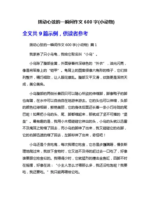 拨动心弦的一瞬间作文600字(小动物)