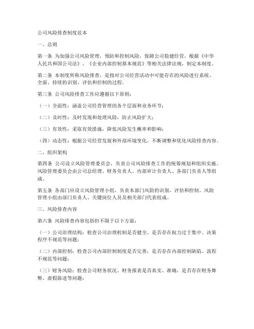 公司风险排查制度范本
